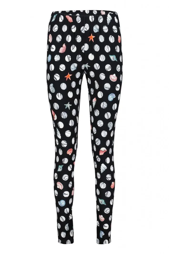 DiDi Basic legging in Black with Coral cove print- Leggings | Lange Broeken