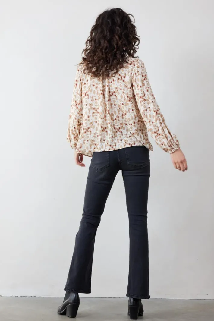 DiDi Blouse Adore Ecru Happy leaves print- Blouses