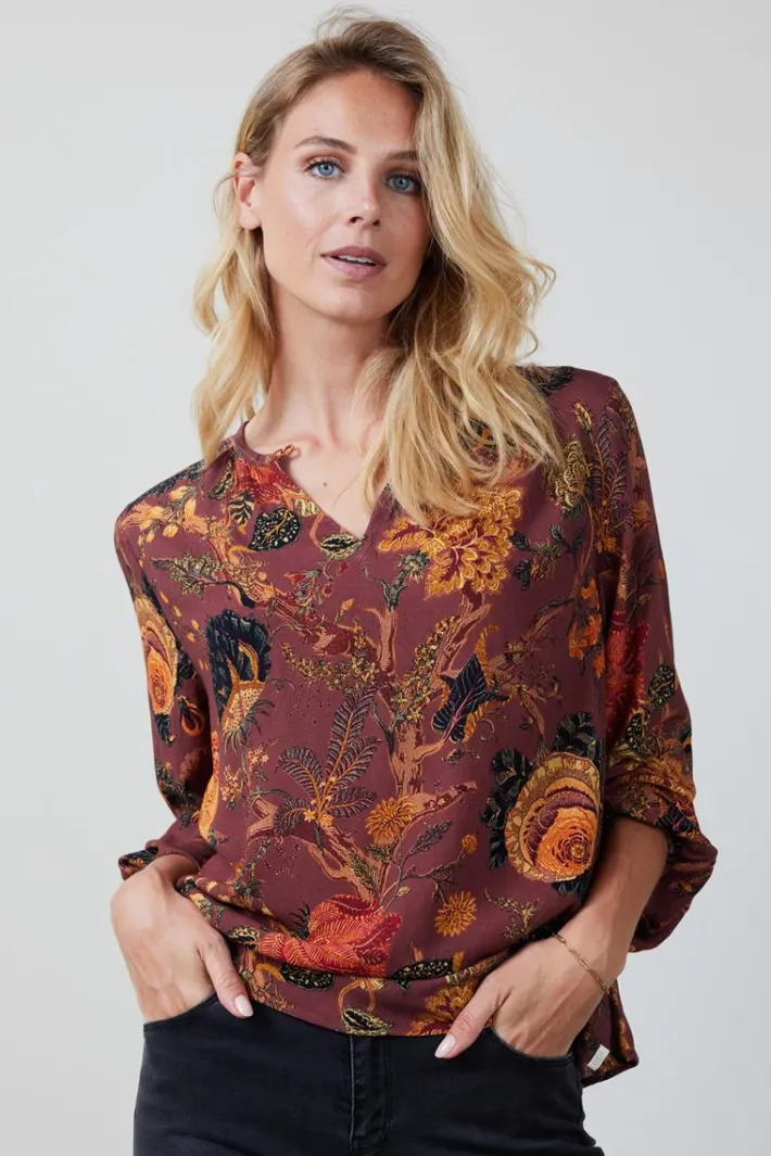 DiDi Blouse Adore Red Woodland print- Blouses