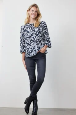 DiDi Blouse Adore Sand Blue Happy leaves print- Blouses