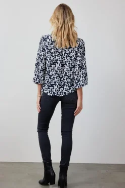 DiDi Blouse Adore Sand Blue Happy leaves print- Blouses