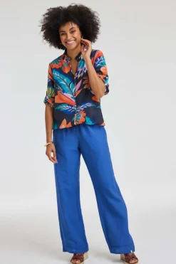 DiDi Blouse Billy Blue Tropicalia print- Blouses