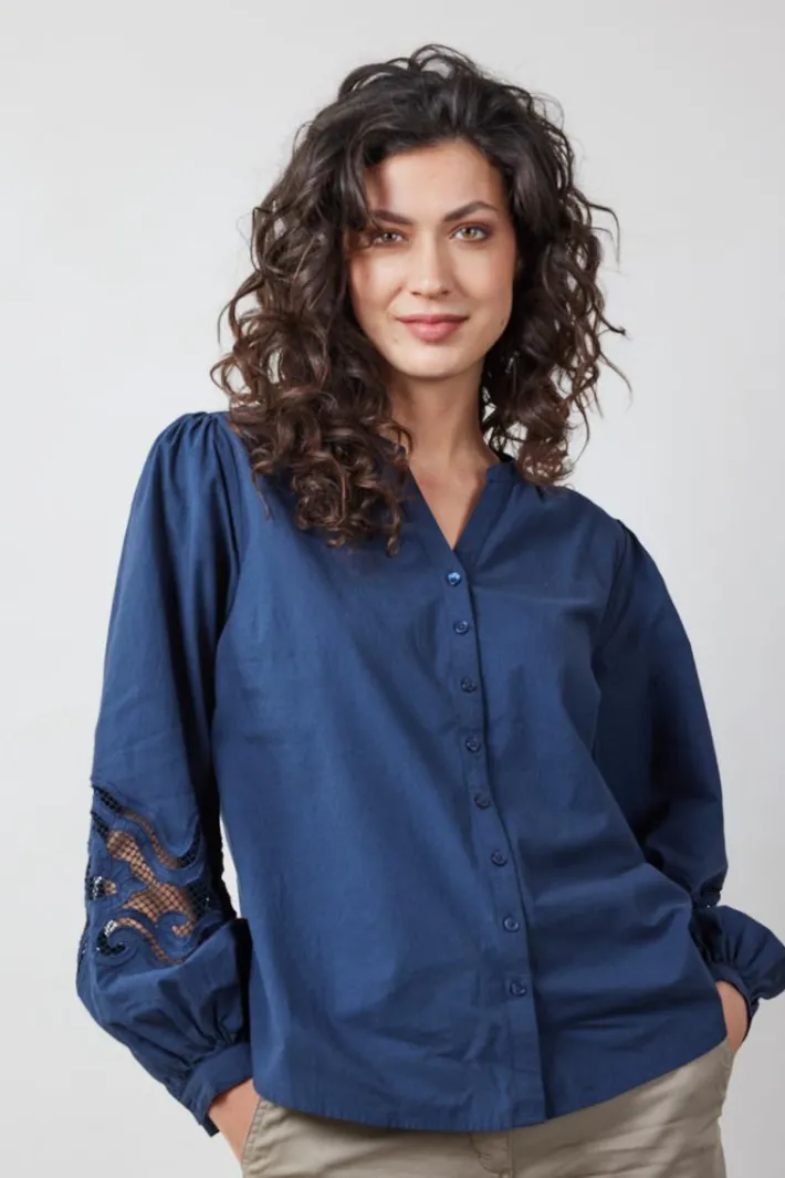 DiDi Blouse Cuty Dark blue- Blouses