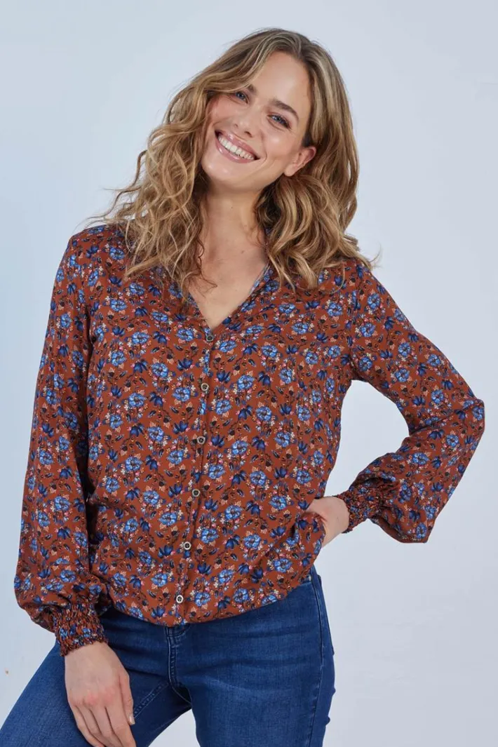 DiDi Blouse Fiesta Brown Waterside XS print- Blouses