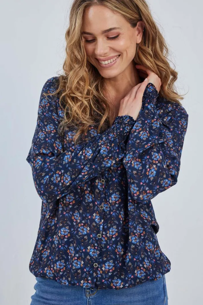 DiDi Blouse Fiesta Dark blue Waterside XS print- Blouses