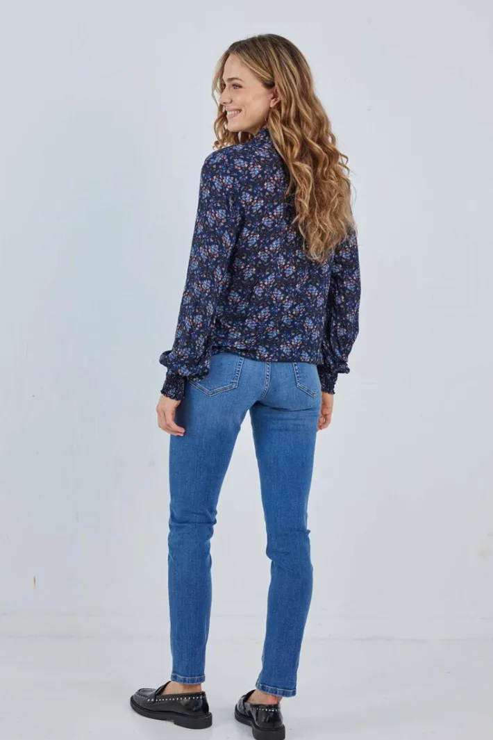 DiDi Blouse Fiesta Dark blue Waterside XS print- Blouses