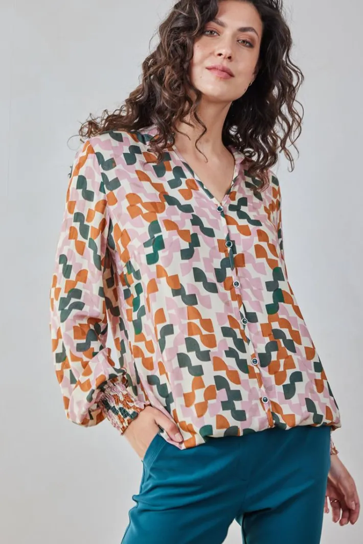 DiDi Blouse Fiesta Ecru Rhythm print- Blouses