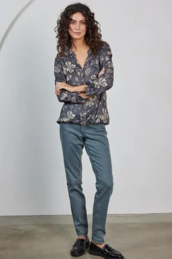 DiDi Blouse Fiesta in Grey ensemble print- Blouses
