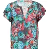 DiDi Blouse Flare in dark shadow with Floral Medley print- Blouses