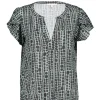 DiDi Blouse Flare in granite green with dots is a row print- Blouses
