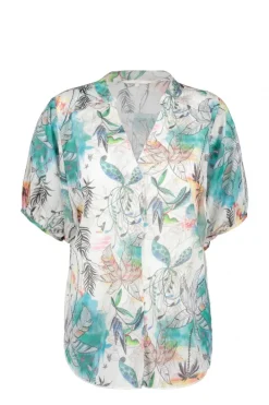 DiDi Blouse flirt in Offwhite with Palm festival print- Blouses