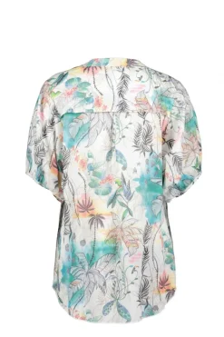 DiDi Blouse flirt in Offwhite with Palm festival print- Blouses