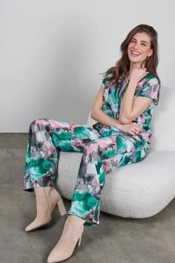 DiDi Blouse Harper short sleeve in light grey with dreamscape print- Blouses
