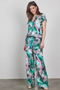DiDi Blouse Harper short sleeve in light grey with dreamscape print- Blouses