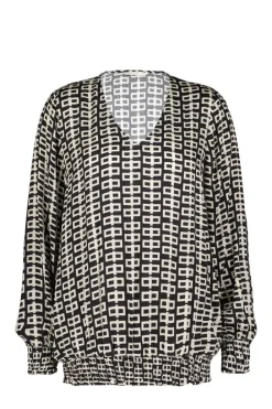 DiDi Blouse Kelly V-neck in black with Splendid print- Blouses