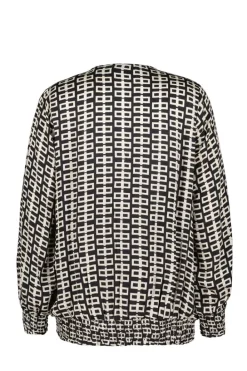 DiDi Blouse Kelly V-neck in black with Splendid print- Blouses