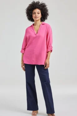 DiDi Blouse Lilo in Raspberry pink- Blouses