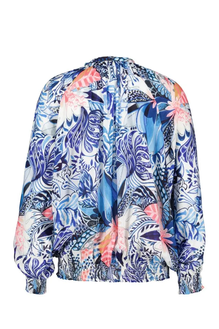 DiDi Blouse Lima in offwhite with Azur Fusion print- Blouses