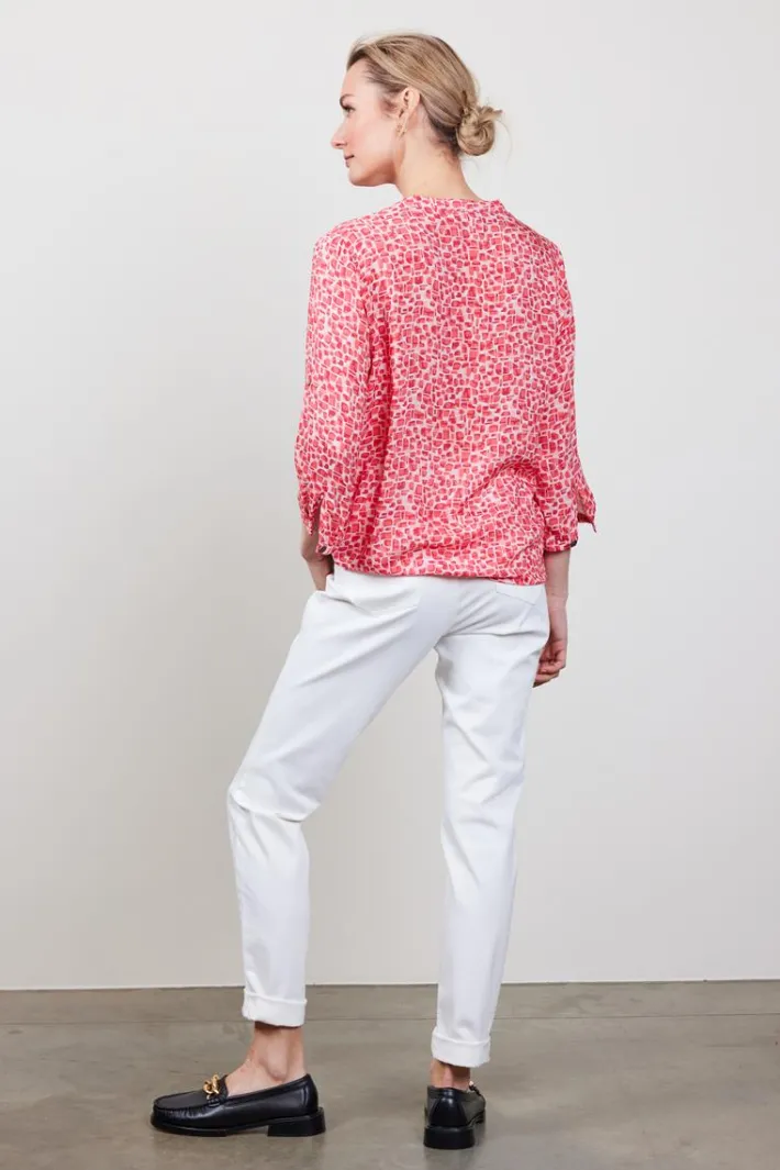 DiDi Blouse Livy in coral with mystic print- Blouses