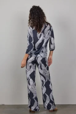 DiDi Blouse Livy in Darkblue met Dancing dots print- Blouses
