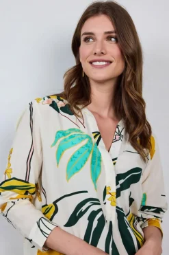 DiDi Blouse Lola in Offwhite with Sunshine print- Blouses