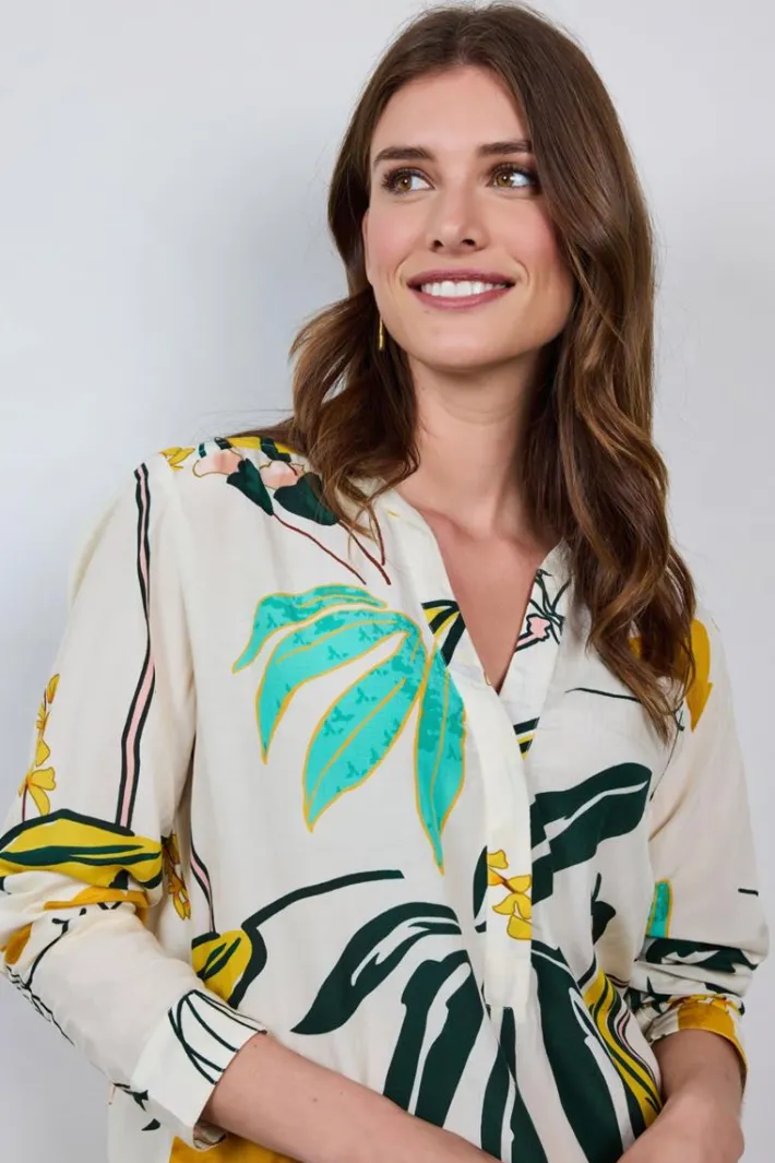 DiDi Blouse Lola in Offwhite with Sunshine print- Blouses