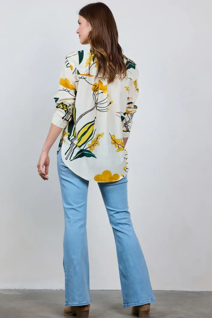DiDi Blouse Lola in Offwhite with Sunshine print- Blouses