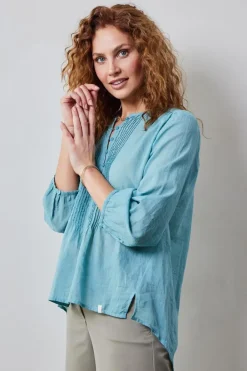DiDi Blouse Lucy in Dusty Turqoise- Blouses
