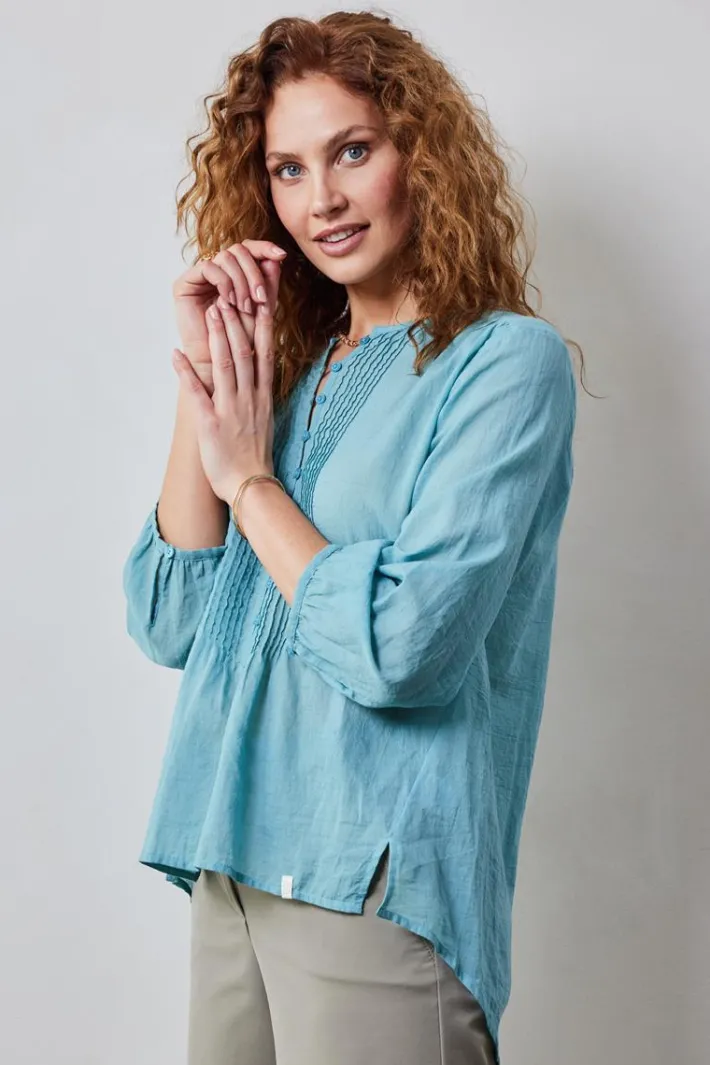 DiDi Blouse Lucy in Dusty Turqoise- Blouses