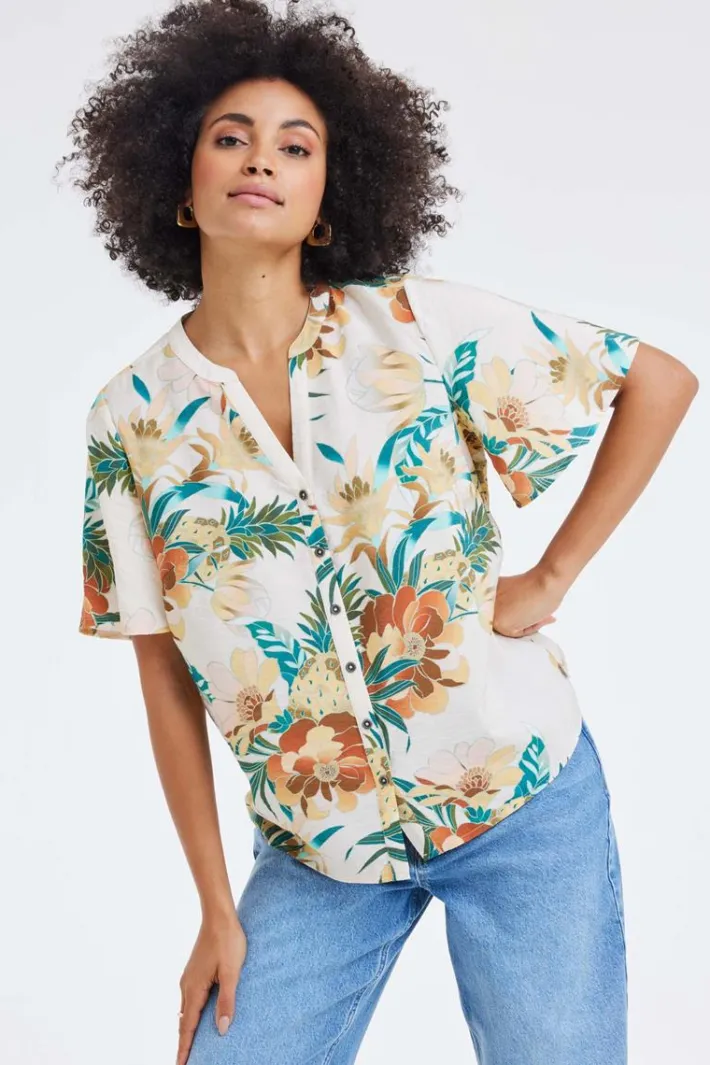 DiDi Blouse Manna Offwhite Rising sun print- Blouses