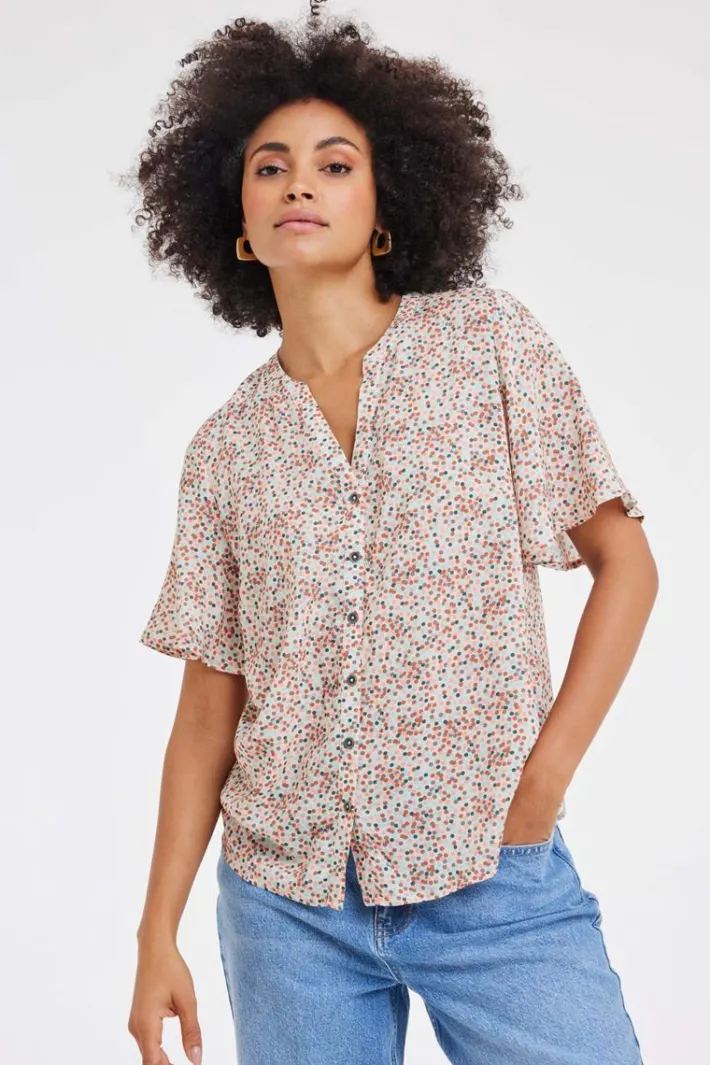 DiDi Blouse Manna Pink Fuji XS print- Blouses