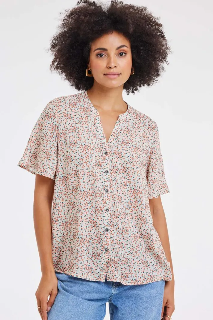 DiDi Blouse Manna Pink Fuji XS print- Blouses
