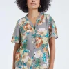 DiDi Blouse Manna Taupe Rising sun print- Blouses