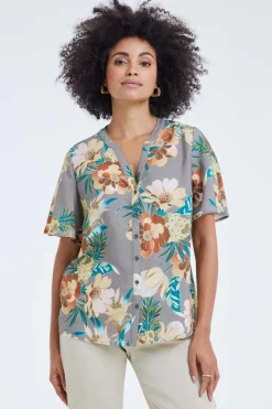 DiDi Blouse Manna Taupe Rising sun print- Blouses