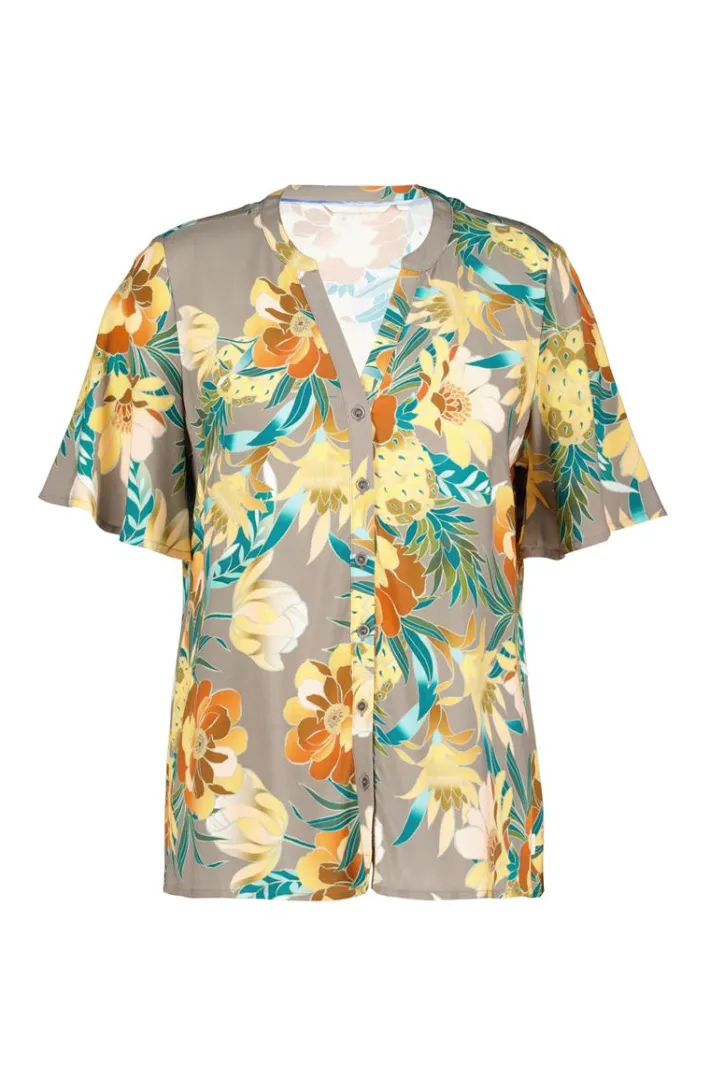 DiDi Blouse Manna Taupe Rising sun print- Blouses