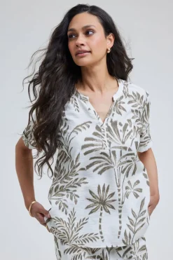 DiDi Blouse Moana Offwhite Palmer print- Blouses