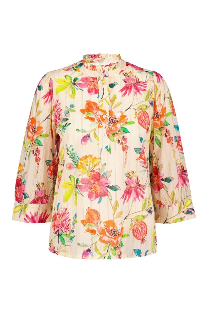 DiDi Blouse Nice in Light pink with Paradise print- Blouses
