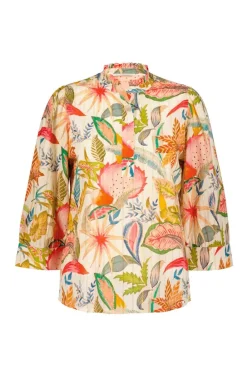 DiDi Blouse Nice in Offwhite with Mango tango print- Blouses