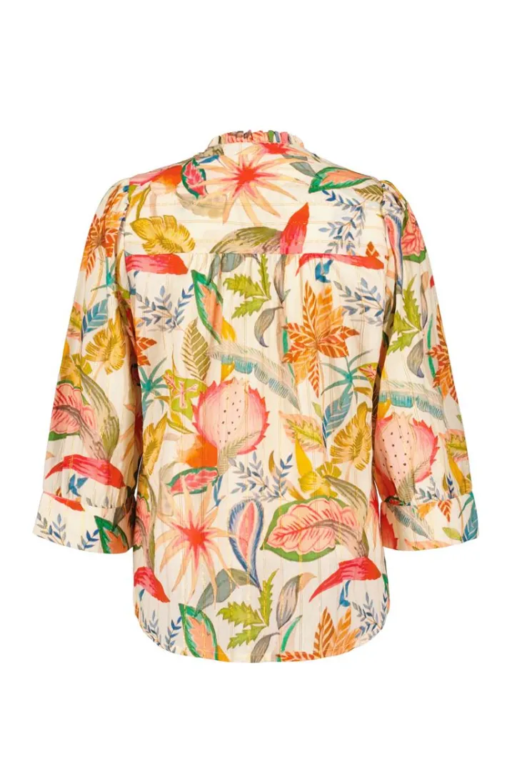 DiDi Blouse Nice in Offwhite with Mango tango print- Blouses