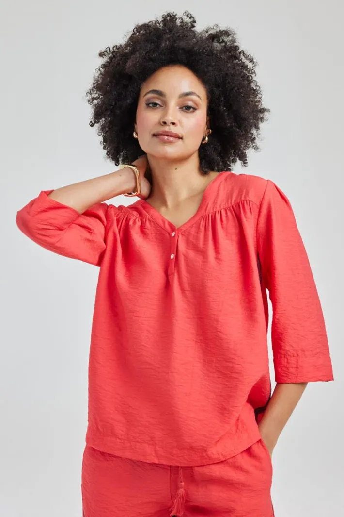 DiDi Blouse Pearl in Rose red- Blouses