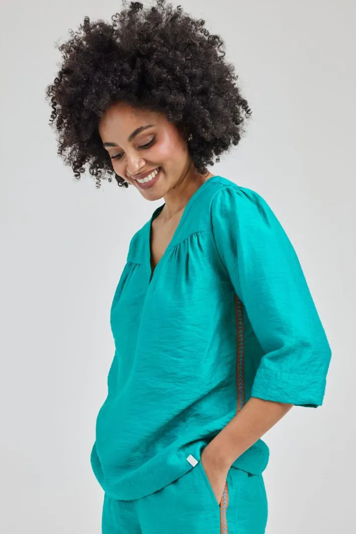 DiDi Blouse pearl in Sea green- Blouses