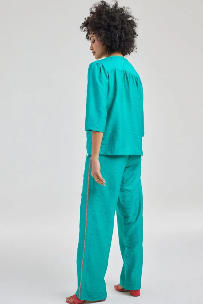 DiDi Blouse pearl in Sea green- Blouses