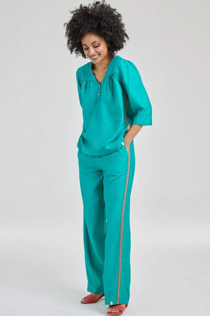 DiDi Blouse pearl in Sea green- Blouses
