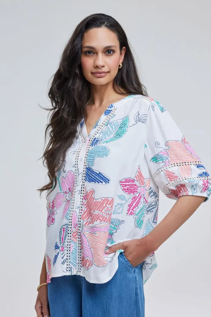 DiDi Blouse Rise Bitmap print- Blouses