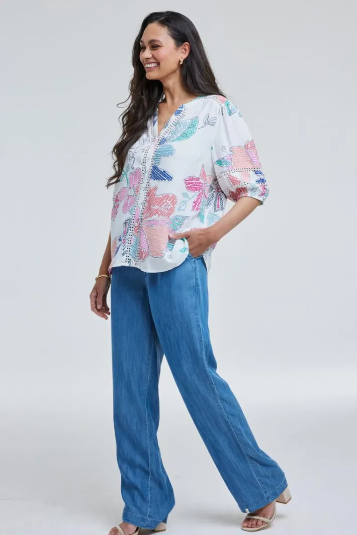 DiDi Blouse Rise Bitmap print- Blouses