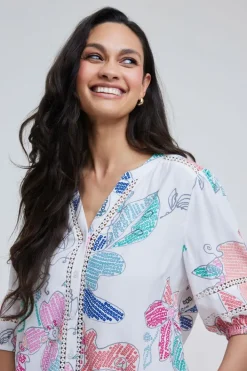 DiDi Blouse Rise Bitmap print- Blouses