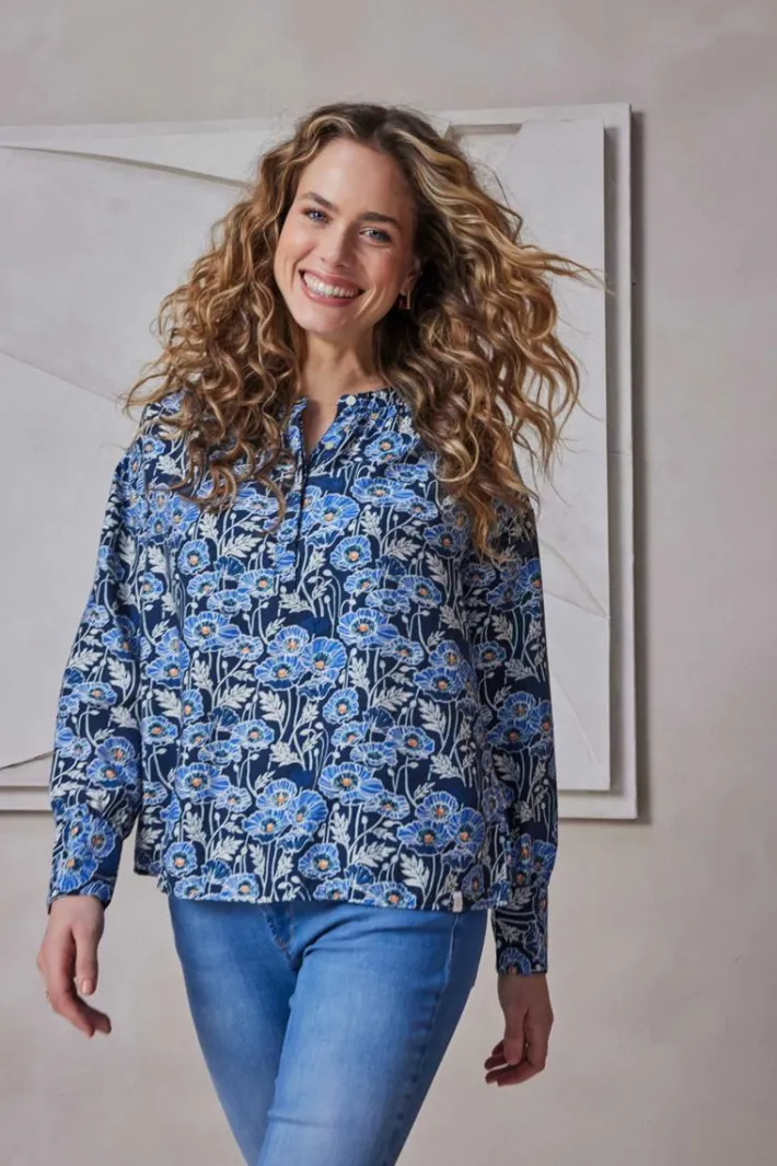 DiDi Blouse Sari Blue Lotti print- Blouses