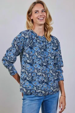 DiDi Blouse Sari Blue Lotti print- Blouses