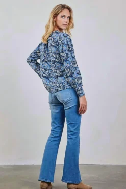 DiDi Blouse Sari Blue Lotti print- Blouses
