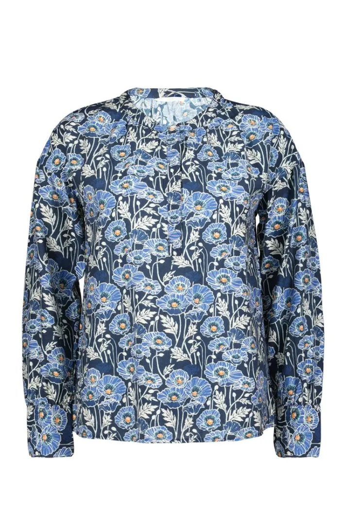 DiDi Blouse Sari Blue Lotti print- Blouses
